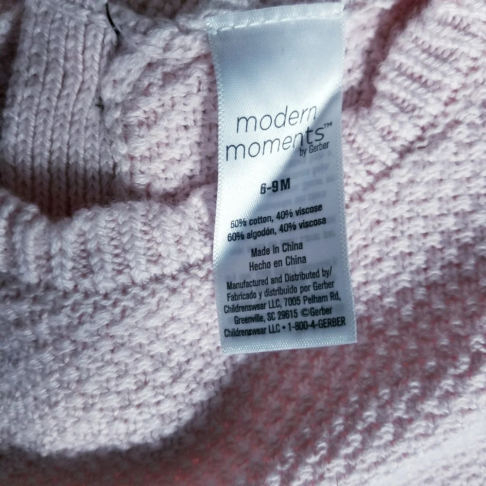 NWT MODERN MOMENTS GERBER KNIT ONESIE SIZE 6-9 MONTHS PINK WITH RUFFLES